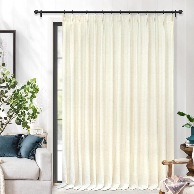Rideaux semi-transparents pour salon simple Abigael, L 100 po x L 108 po, Lin clair