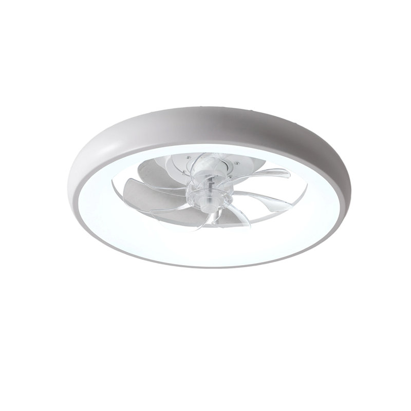 Ventilateur de chambre à coucher 19 po blanc mat avec télécommande, à intensité variable, 7 pales, moteur CC réversible, avec lumière DEL