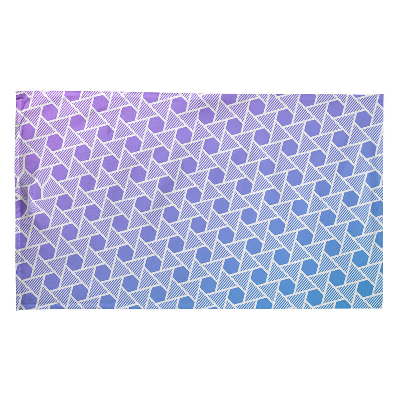 Serviette à thé hexagonale triangles, Mauve / Bleu, Sergé de polyester