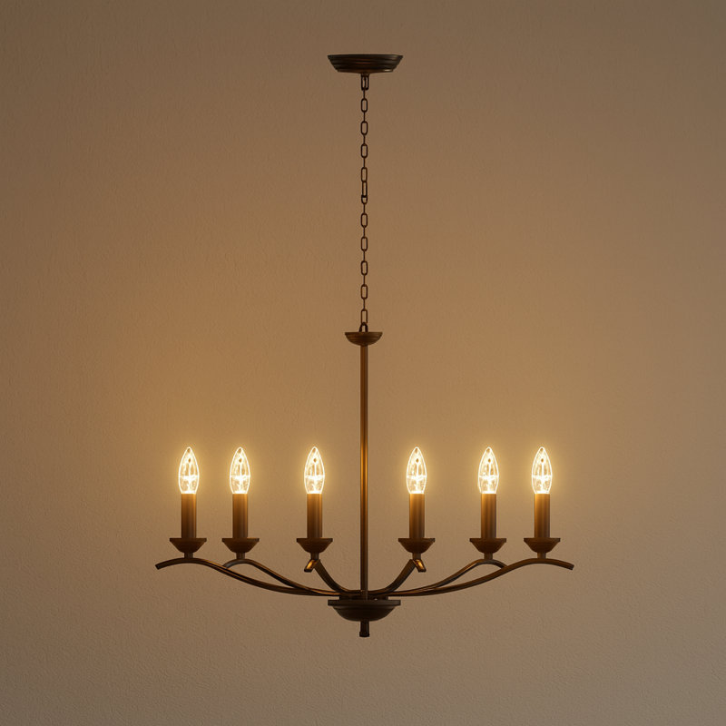 Maroneia 6-Light Dimmable Metal Candle Style Chandelier, Matte Black