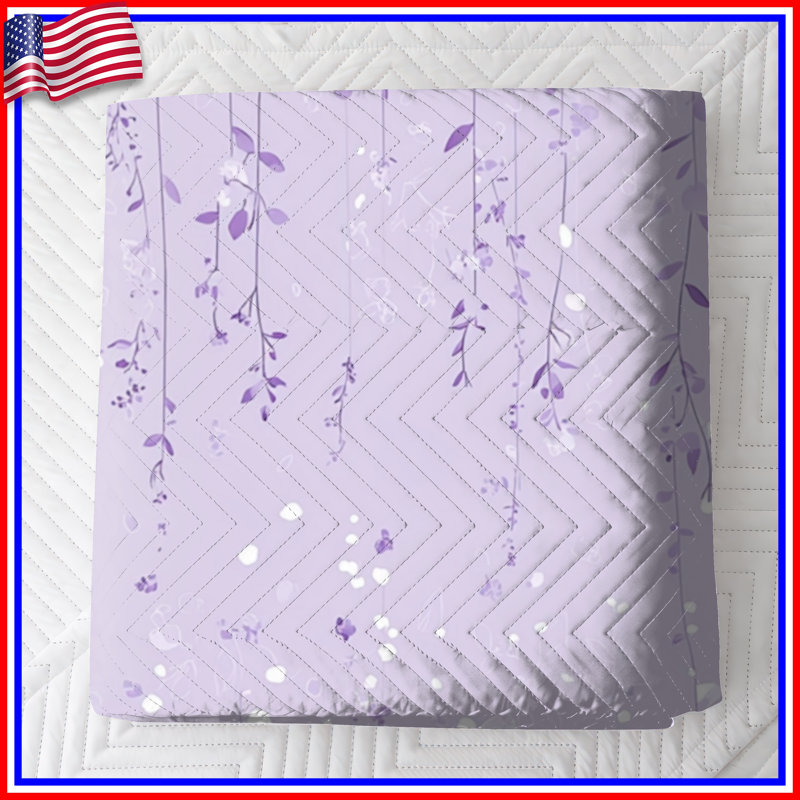 Couvre-lit matelassé mauve à fleurs suspendues toutes tailles, Double
