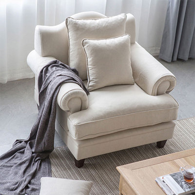 Upholstered Linen and Cotton Armchair