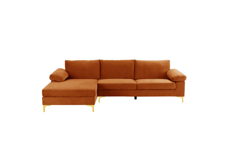 Martello 101" Wide Velvet Left Hand Facing Sofa & Chaise