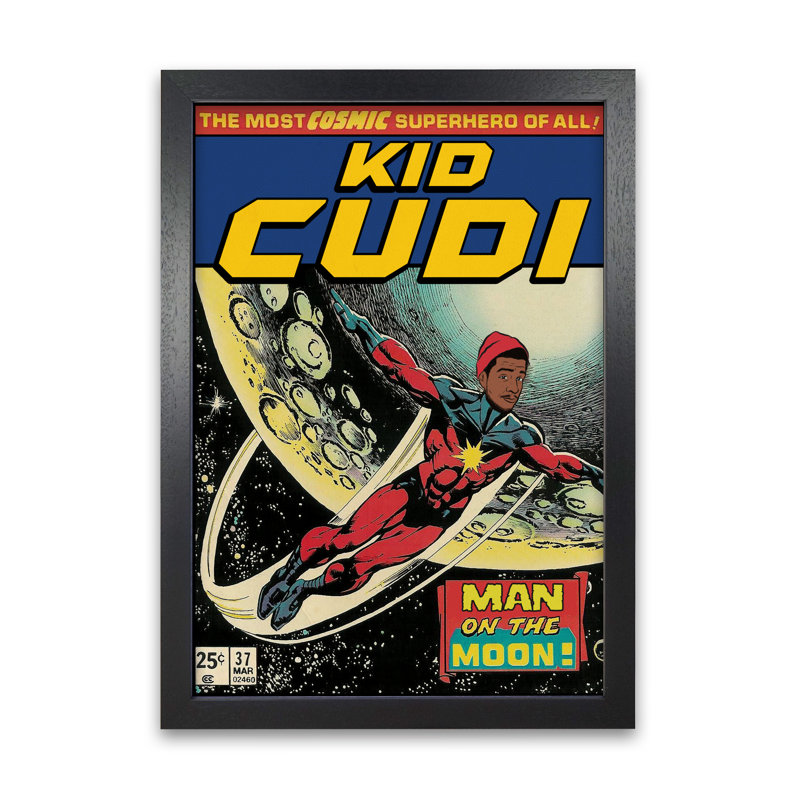 Kid Cudi by David Redon - Print, 42 cm H x 29.7 cm W x 5 cm D, Black Grain