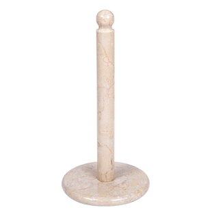 Marble Paper Towel Holder w/ Brass Top, White 12H - Phina Shop