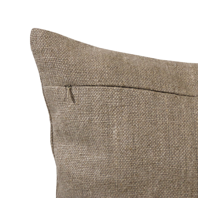 Housse de coussin rectangulaire en lin rayé, polyester