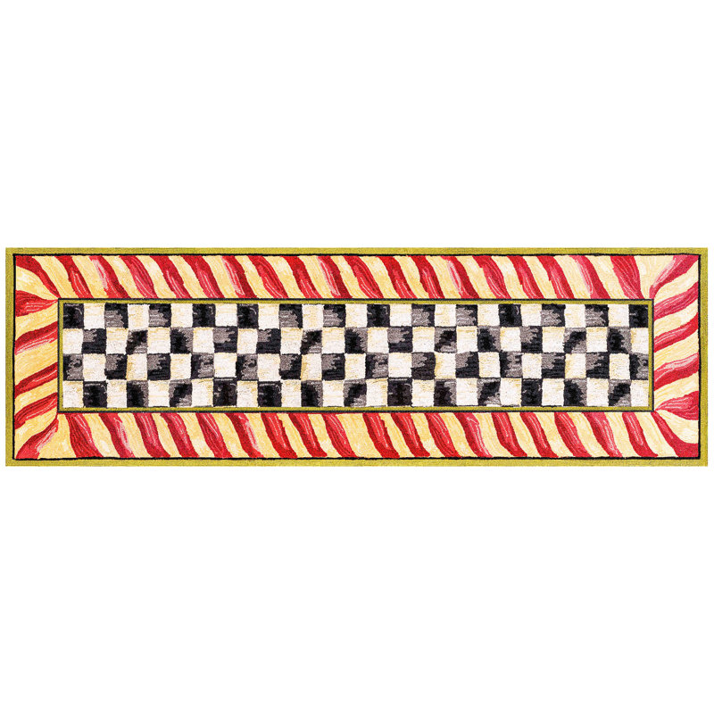 Courtly Check® Red/Gold Washable Rug, Runner 2'6" x 8'