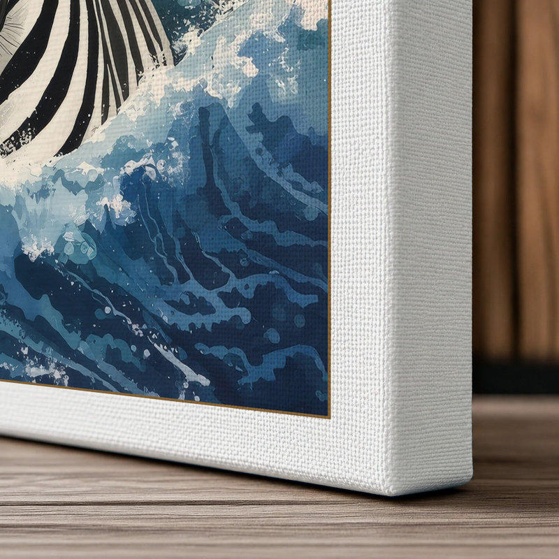 Zebra Emerges Japandi - Wrapped Canvas, 30x20 - 76.2 x 50.8 cm, White Border