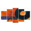«Retro Dada Painting Orange Black» - ensemble d'art mural abstrait 5 pièces-715345605