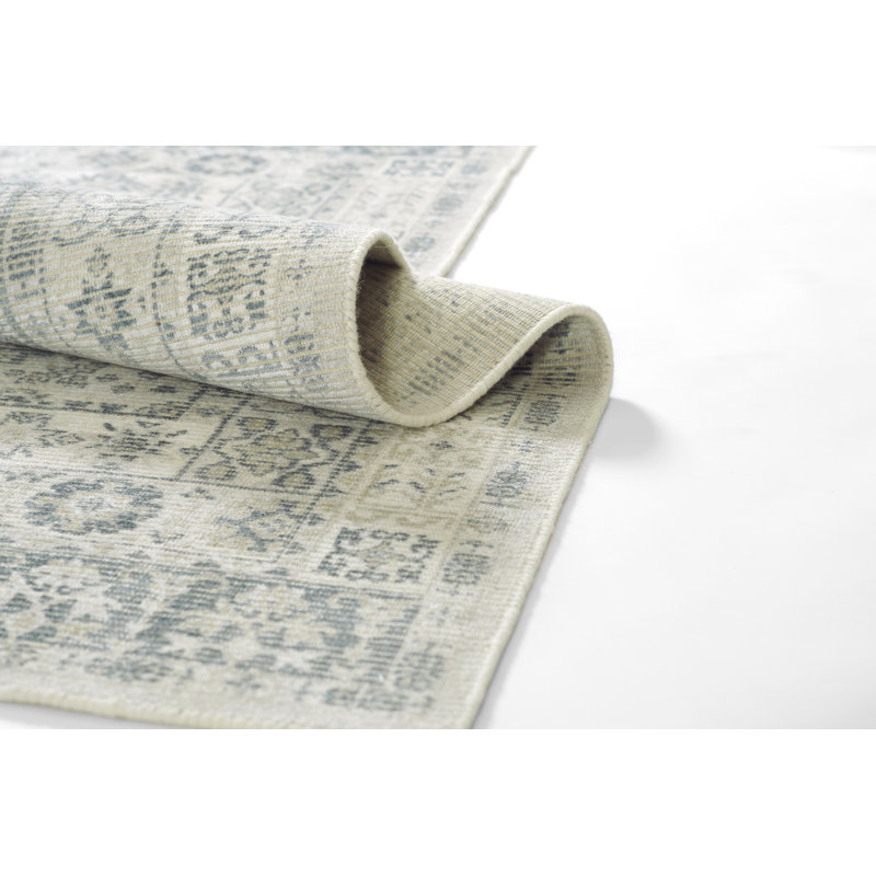 Bungalow Rose Atenas Hand Loomed Wool and Viscose Traditional Grey Area Rug, Rectangle 3'6" x 5'6"