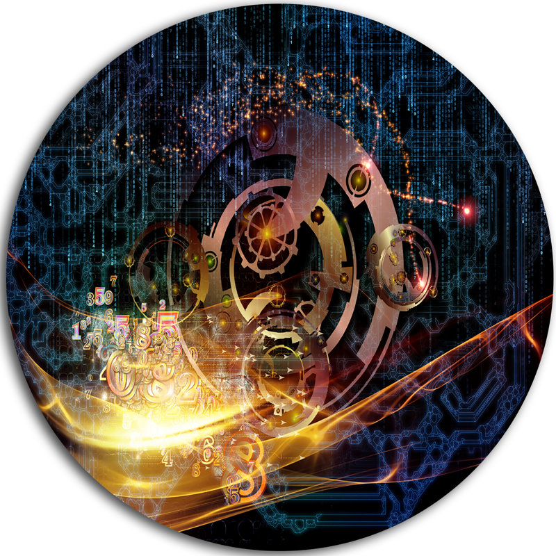 « lights of gear », impression sur métal, H 23 po x l 23 po x P 1 po