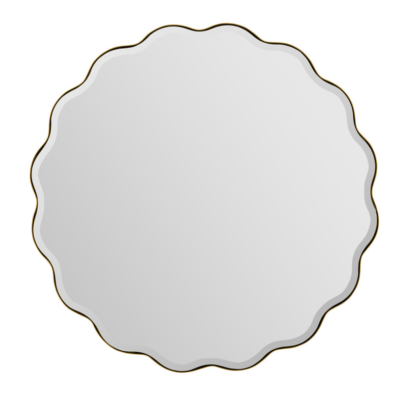Cleo Scalloped Metal Mirror, Gold