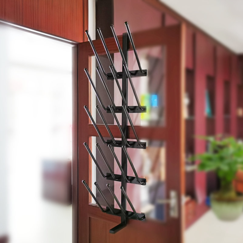 FixtureDisplays® 12.8X16X55.7" 10 Pairs Boots Shoes Rack 5 Tiers Boots Organizer Black, Floor Standing, or Use as 5 Wallmount Holders, or Hang over the Door, Easy Assembly Video in Description 10159