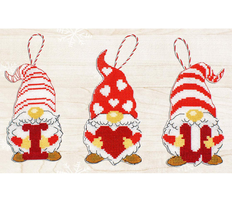 Trousse de broderie au point de croix compté « Gnomes de la Saint-Valentin » de Luca-S JK031L