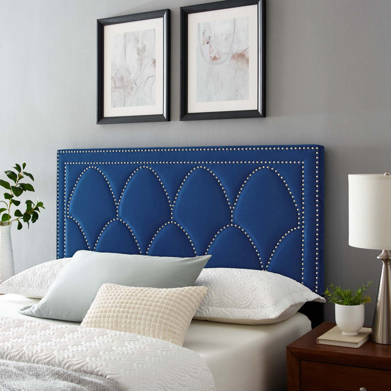 Tête de lit en velours Greta Performance de Modway, Simple, Bleu marine