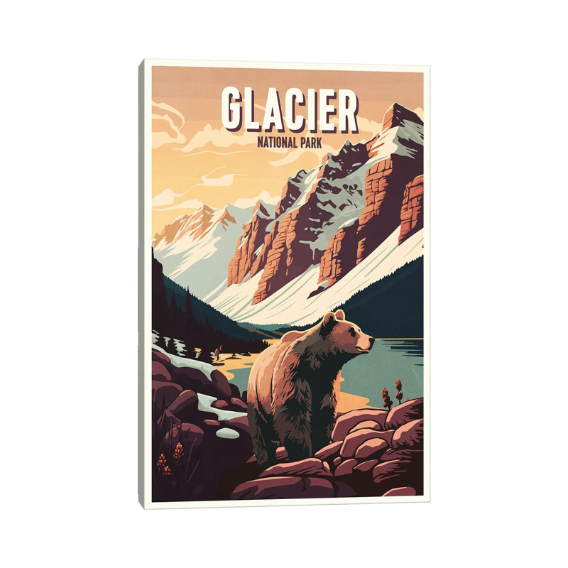 Parc national de Glacier, H 12 po x l 8 po x P 0,75 po, Pas de tapis, Toile tendue