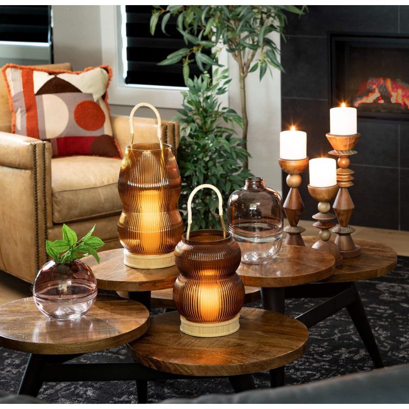 Ensemble de porte-bougie colonne en bois
