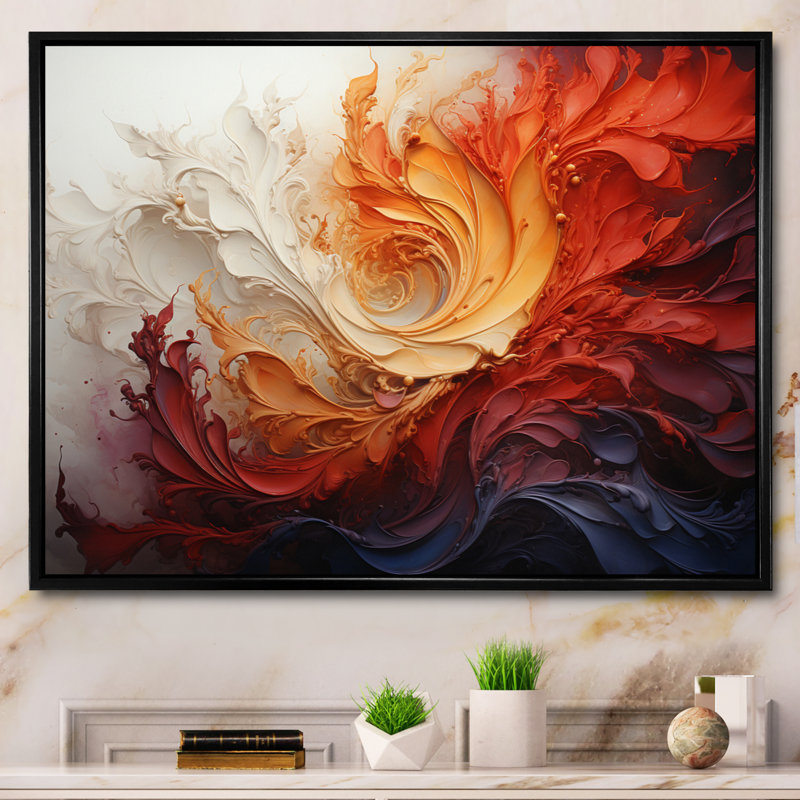 Energetic Spiralscape II - Abstract Spirals Wall Art, Black Floater Framed, 34" H x 44" W x 1.5" D
