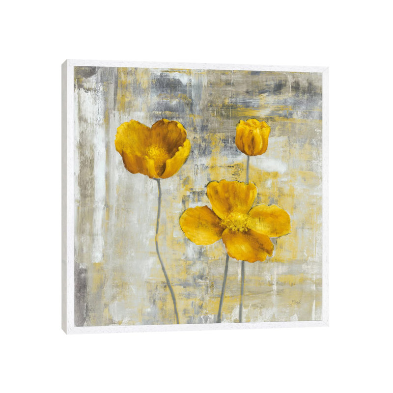 Yellow Flowers II by Carol Black - Wrapped Canvas Painting, 93.98 cm H x 93.98 cm W, White Framed