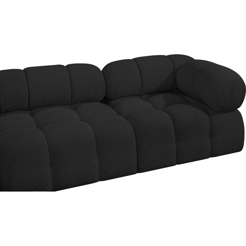 Ames Upholstered Sofa, Black Boucle Fabric, 4 Armless, 2 Corner