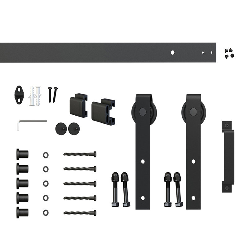 36-in x 84-in Black Stained MDF Barn Door with Hardware