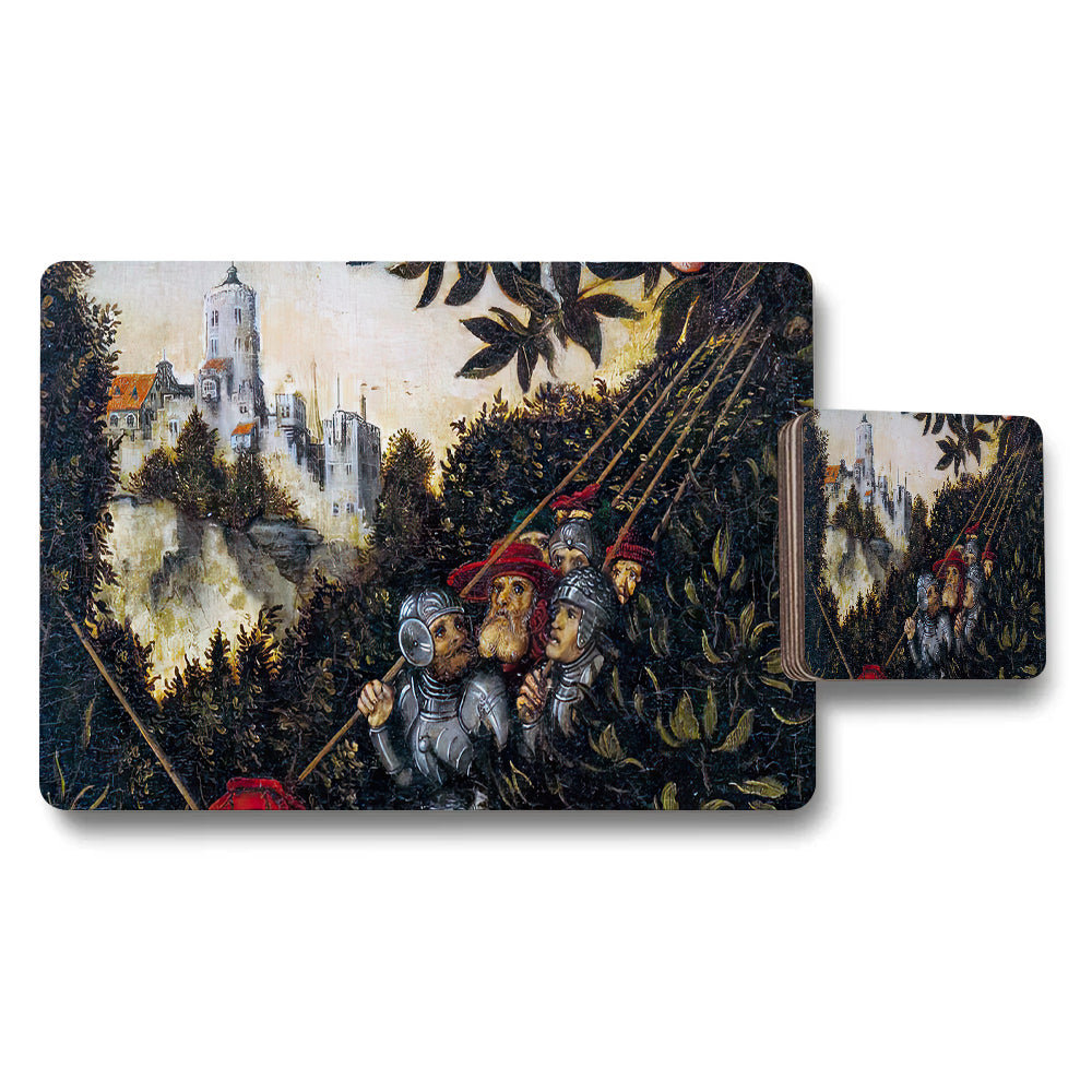 Medieval Knight Scene Placemat and Coaster Set for Dining Table