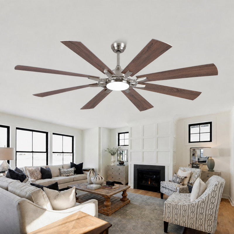Ventilateur de plafond 72 po à DEL à intensité variable avec 3 lumières à DEL CCT, moteur à courant continu réversible à 6 vitesses, minuterie, télécommande et contrôle de l'application