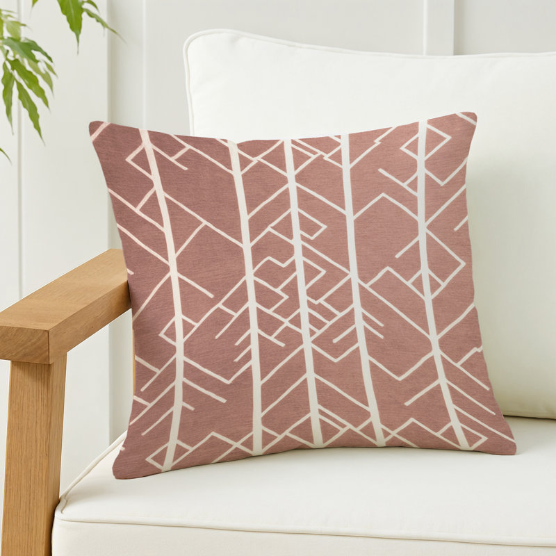 Coussin décoratif intérieur et extérieur beige Trellis, Treillis brun 54, Carré Carré 20 po
