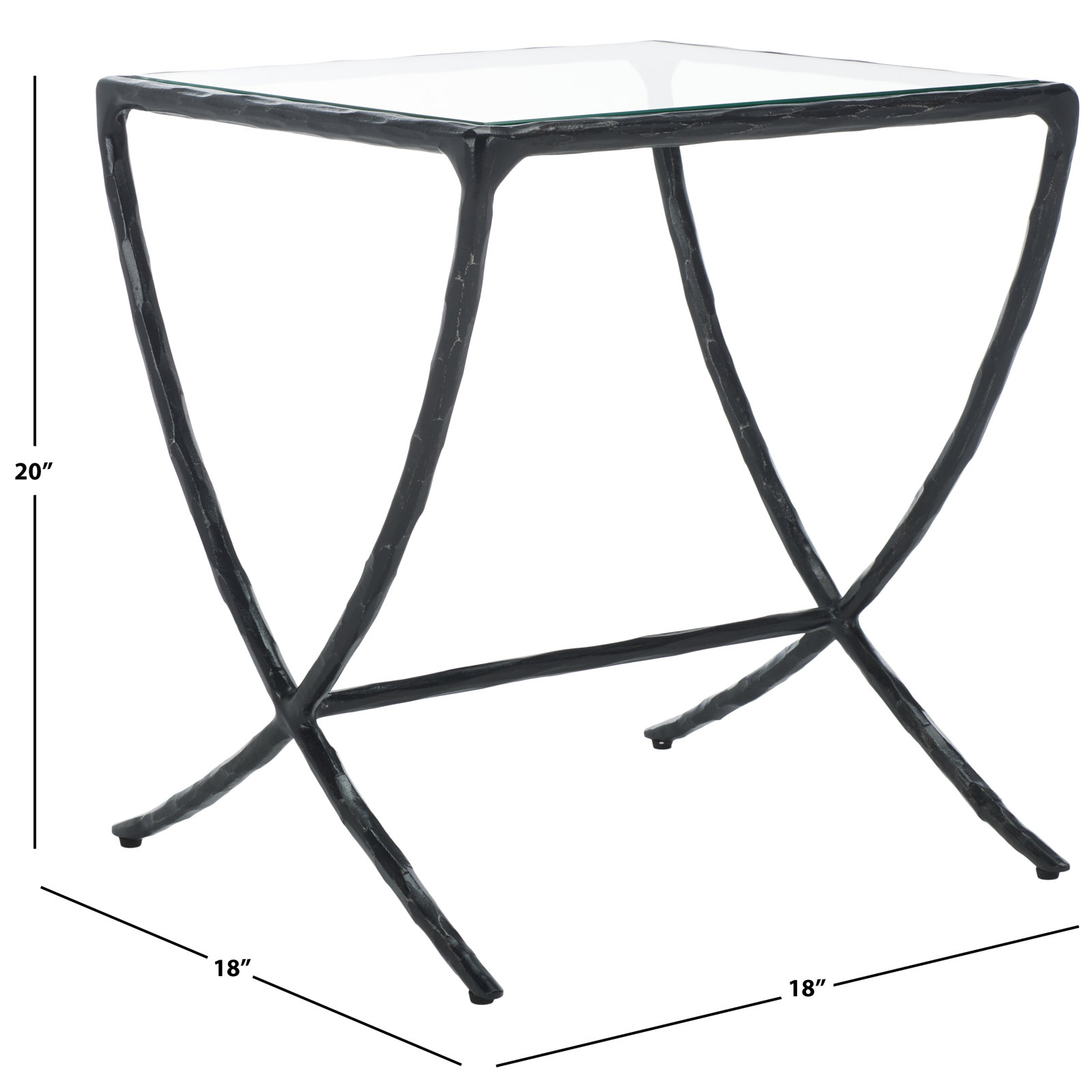Evelynn Glass End Table, Black