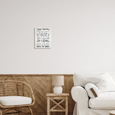 «Lake Rules Relaxing List», art mural patiné rustique par lettré et doublé