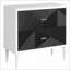 Blanc et blanc Table de chevet décorative noire avec 2 tiroirs - Rangement pour chambre à coucher
