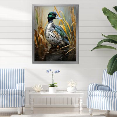Dappled Drake Duck At The Pond I - Duck Animal Wall Art