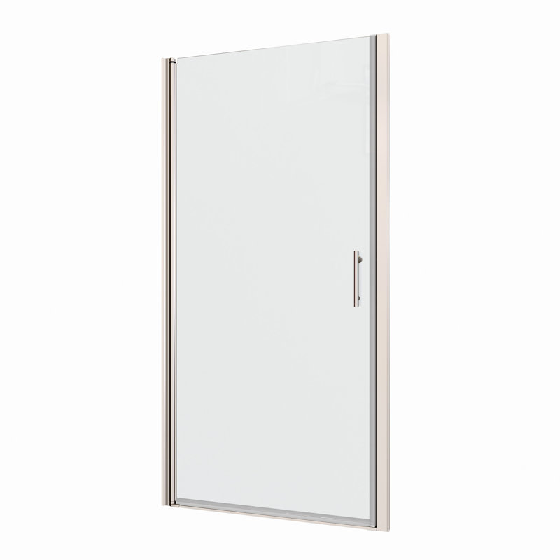 36"-37 3/8" Wide Pivot Shower Door With 1/4" Tempered Glass, Bathroom Comfort Door, Splendor, Silver