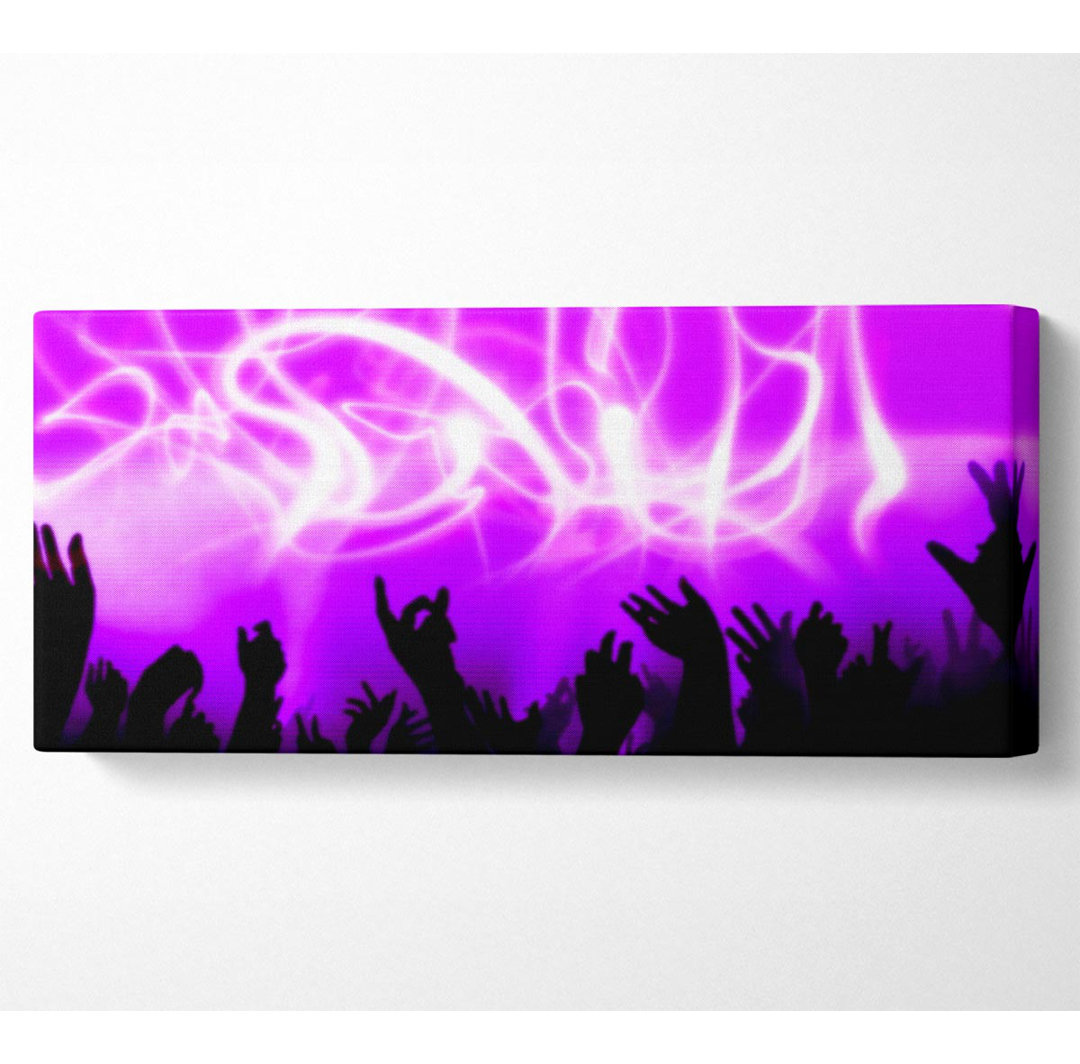 Rave Lights Pink - Panorama-Kunstdrucke auf Leinwand mit Wrapped Canvas