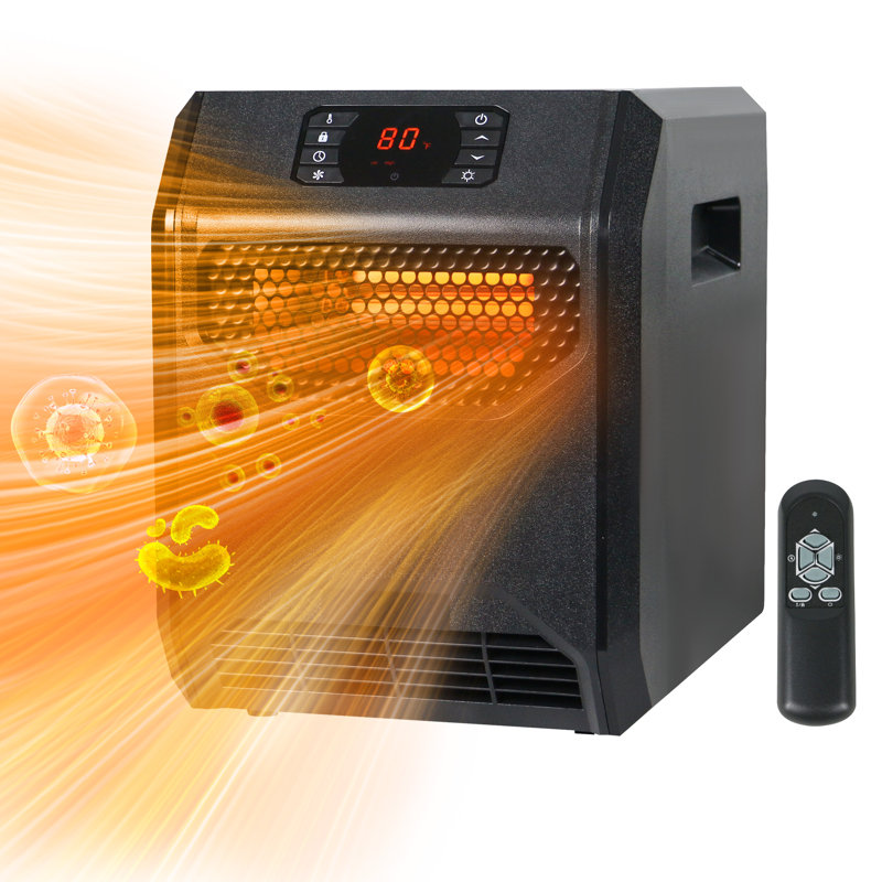 Electric Infrared Heater 750W 1500W 4-Element Infrared Space Heater, Remote Control and Timer
