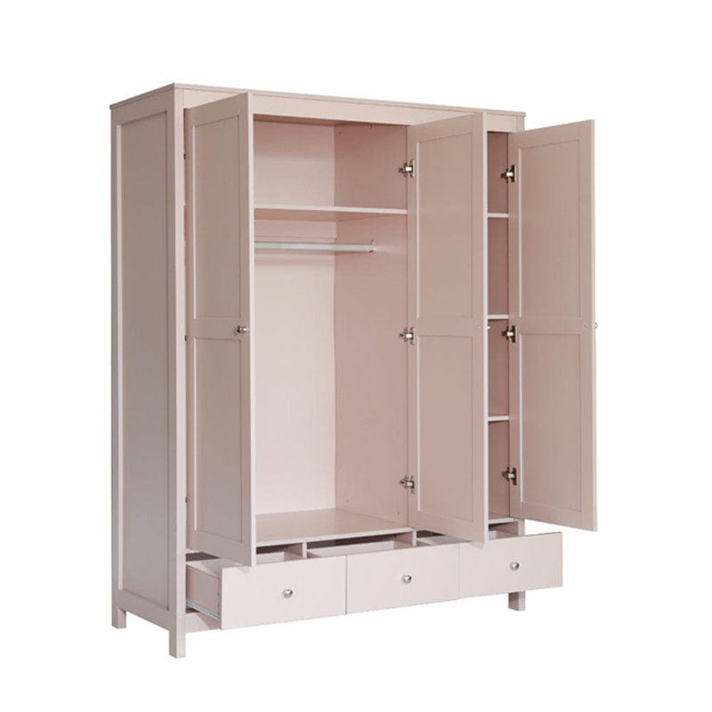 NEO 3 Door Manufactured Wood Wardrobe, Pink