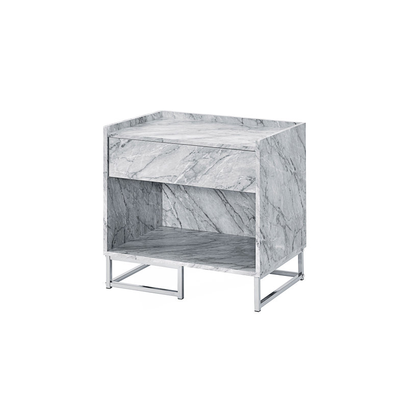 Table d'appoint en faux marbre avec rangement