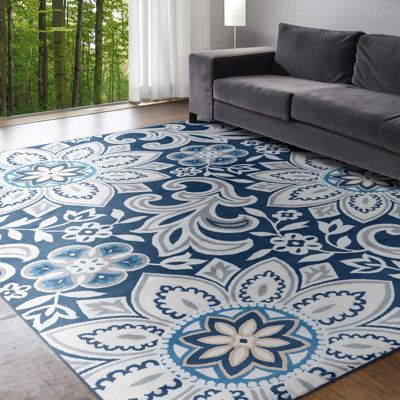 Floral Navy Area Rug