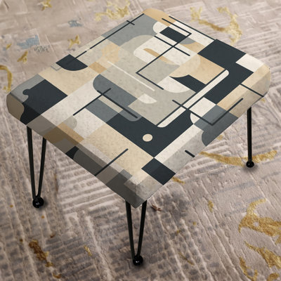 Balanced Minimalism - Striped Rectangle Ottoman