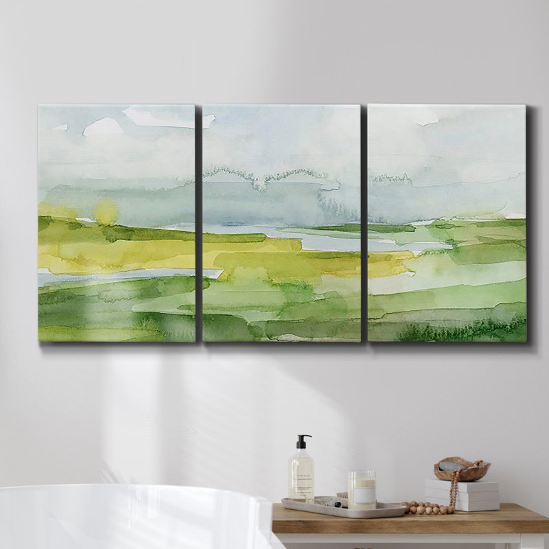 «Misty Autumn Forest II», reproduction sur toile 3 pièces, H 48 po x l 96 po x P 2 po