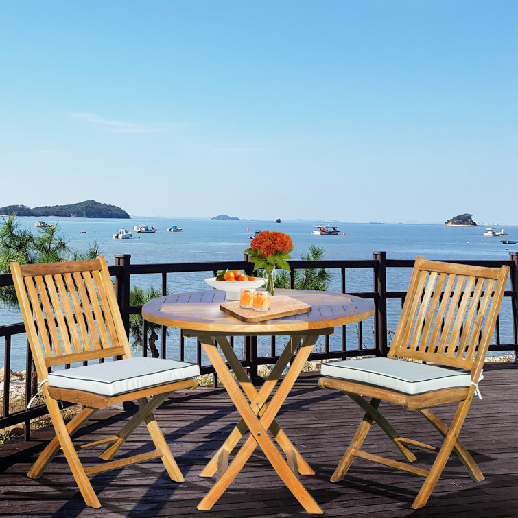 2 - Person Teak Wood Patio Dining Set with Round Table