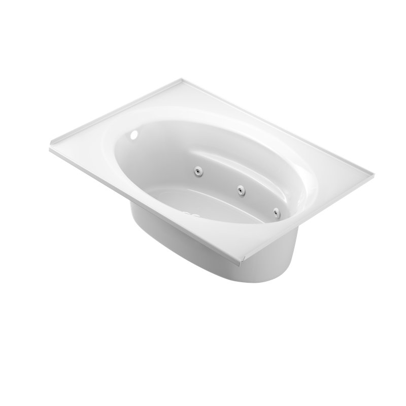 SIGNATURE® Oval in Rectangle 6042 Drop-In Whirlpool LH/RBM 3-Tile Flange White, Left, Yes, White