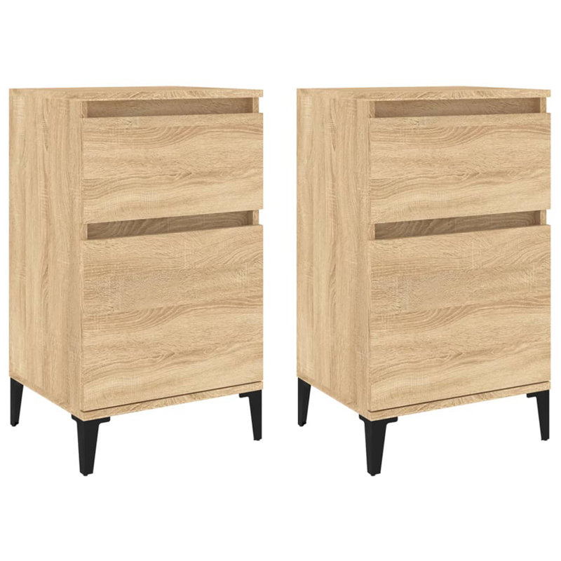 Amedeu 40cm W Bedside Table,  White, Set of 2