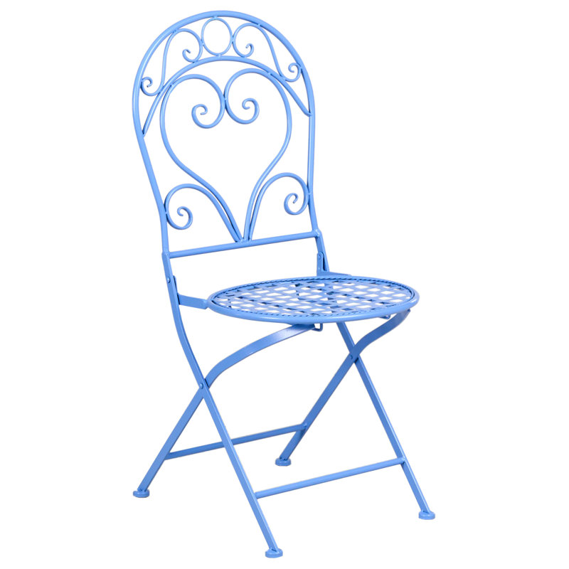 Folding Patio Dining Side Chair, Blue