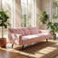 72.4" W x 24.8" D x 31.1" H Velvet Convertible Sleeper Sofa Bed with Nailhead Trim