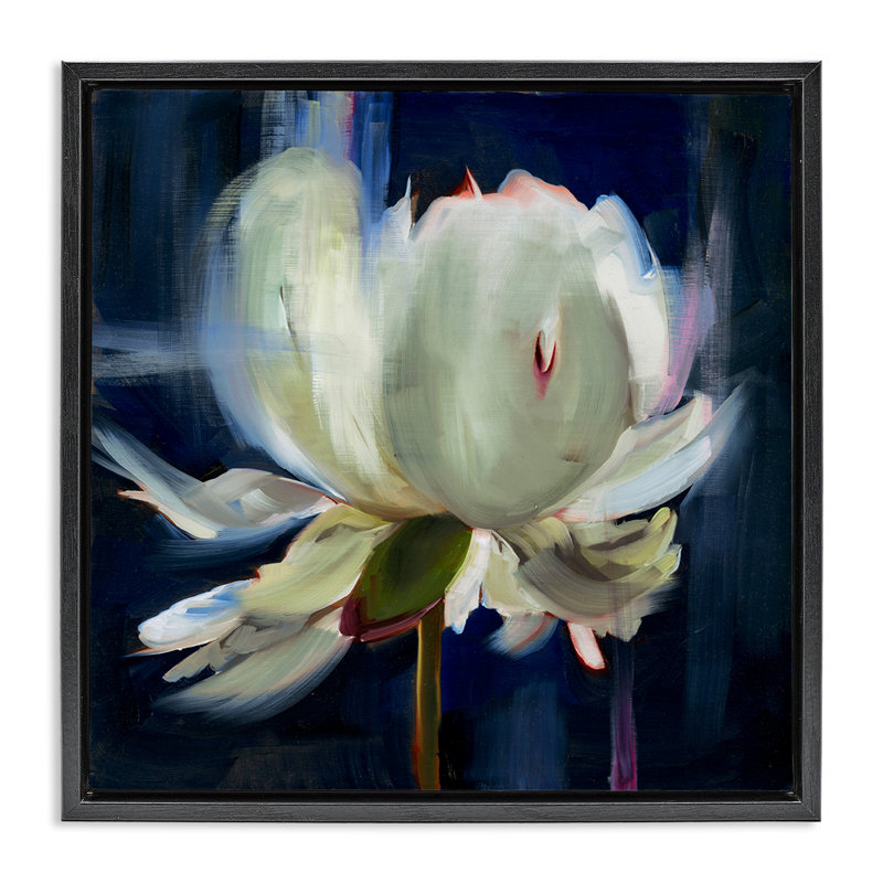 Toile abstraite encadrée, "Floater" par Liz Jardine, Cadre flottant noir de jais, H 18 po x l 18 po