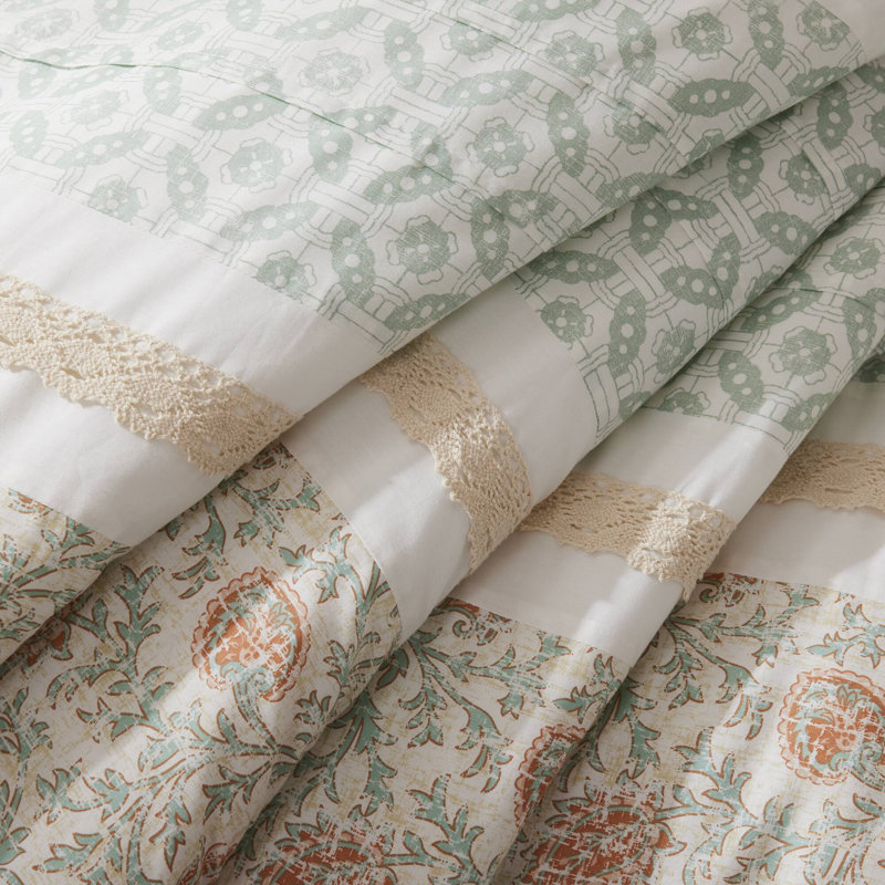 Elegant Farmhouse Bedding Sets, Cotton Comforter, Coral Queen