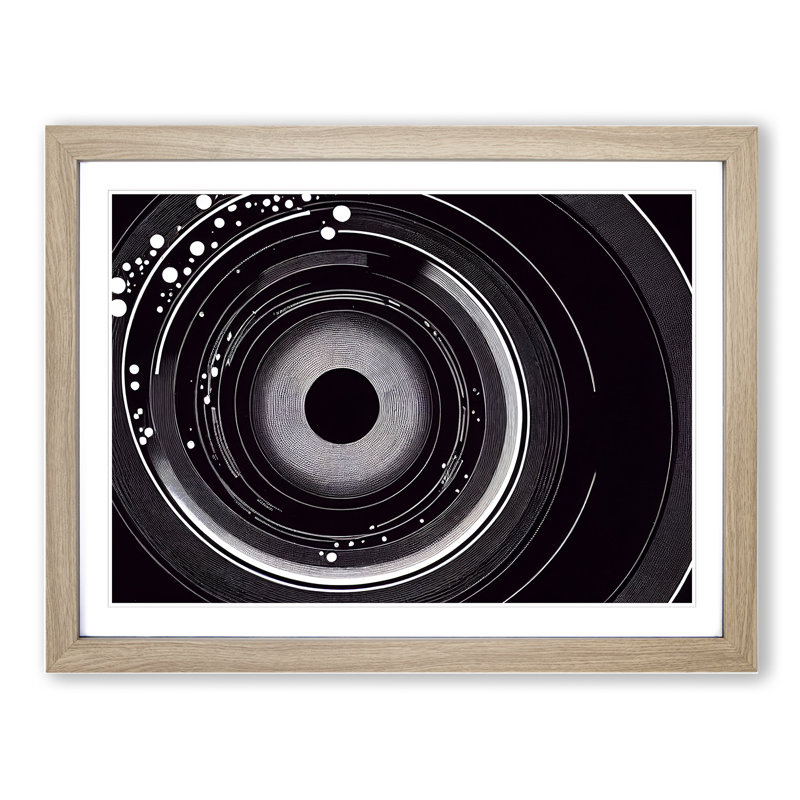 Fabulous Vinyl Record Abstract - Single Picture Frame Painting, 34cm H x 46cm W x 2cm D, Oak
