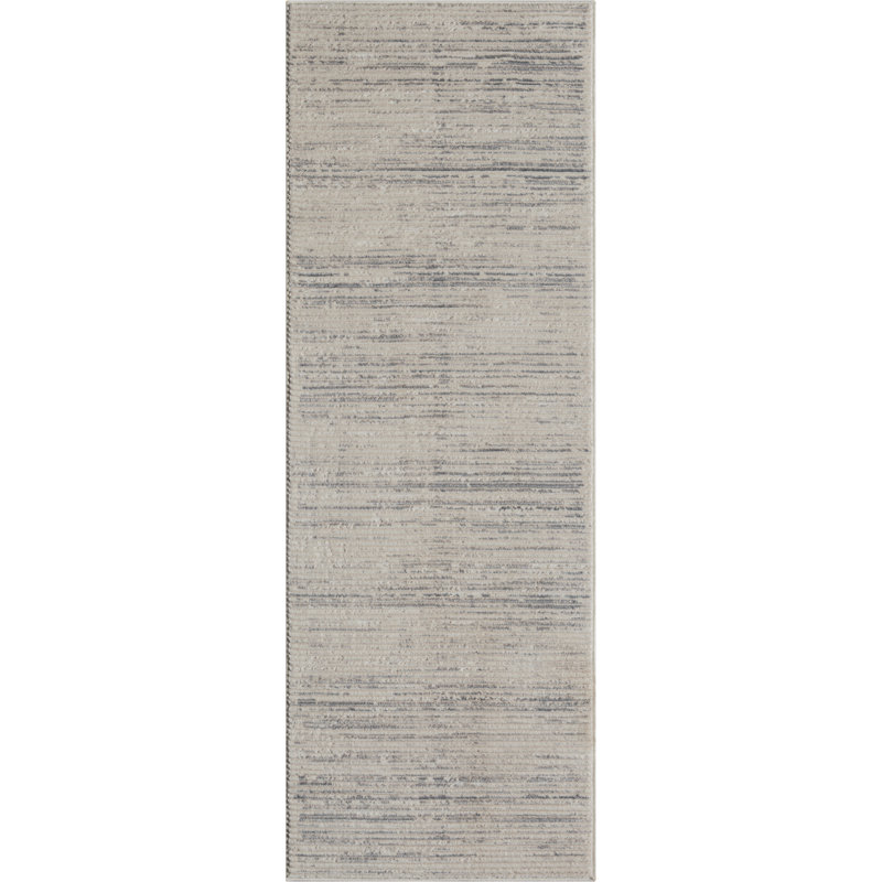 Tapis contemporain strié gris, Tapis de couloir 2 pi 7 po x 7 pi 2 po
