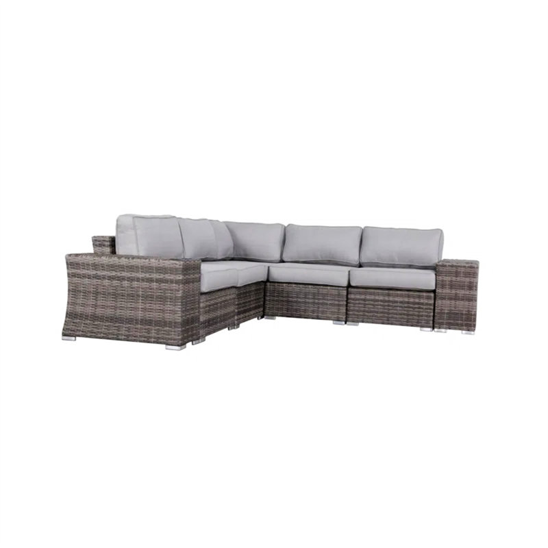 Ensemble de canapé modulaire en rotin 7 pièces avec coussins - assemblé 7 pièces
